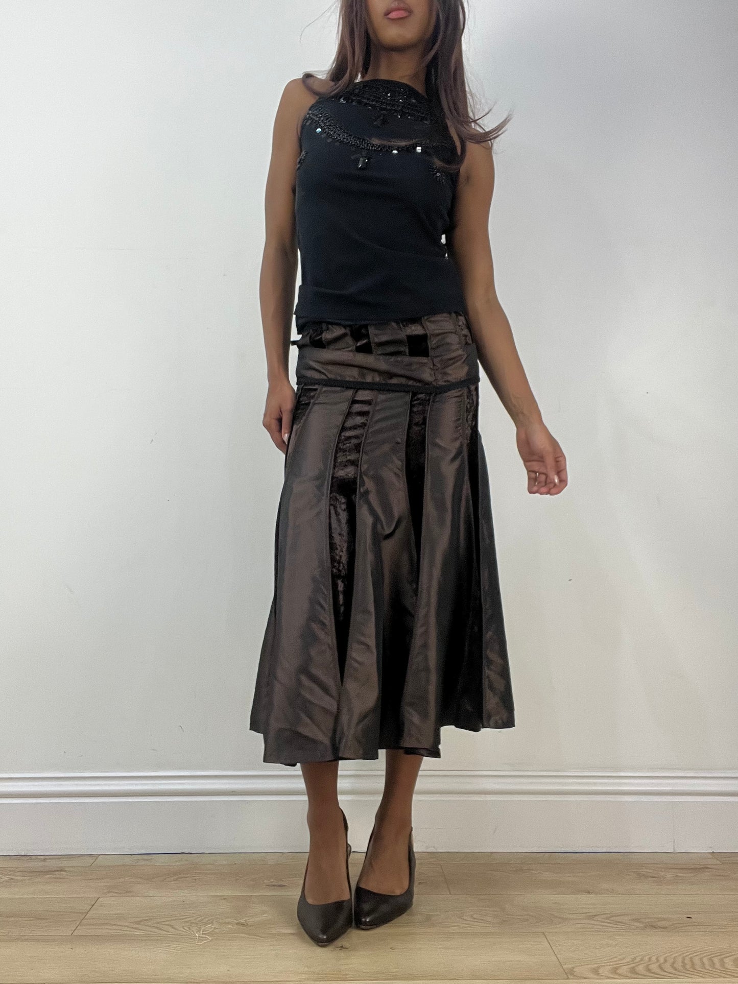 vintage edit thirty-three | small black rhinestone beaded tank top