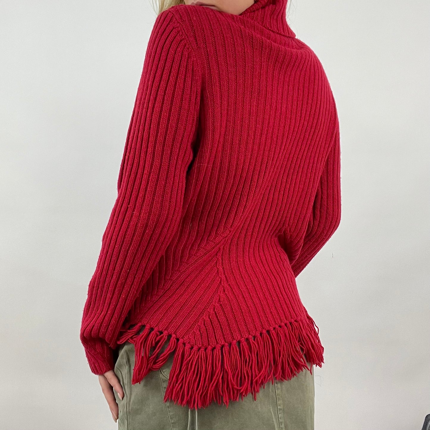 BEST PICKS | medium red roll neck jumper with tassel detail