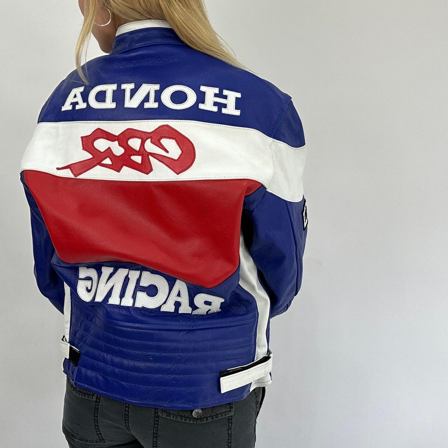 💻 DROP 1 | large blue red white honda leather motorbike jacket