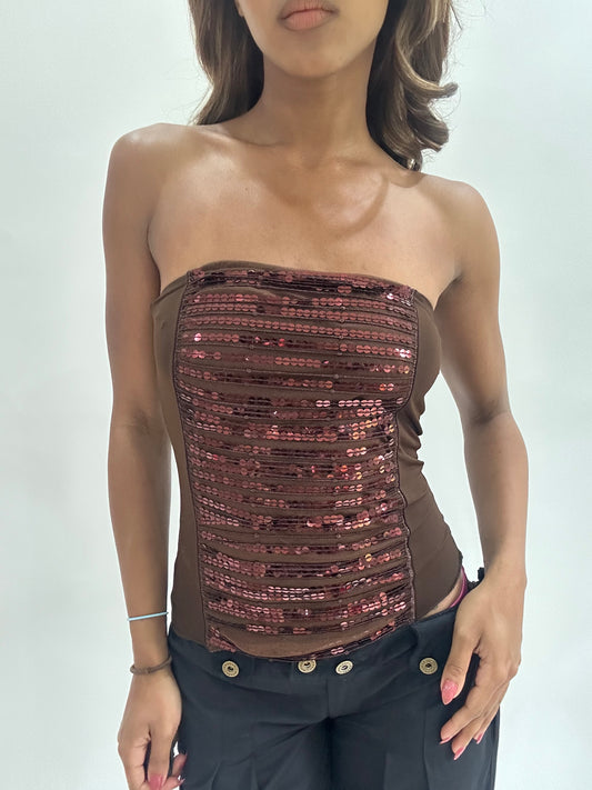 ‼️ | small brown sequin bandeau top