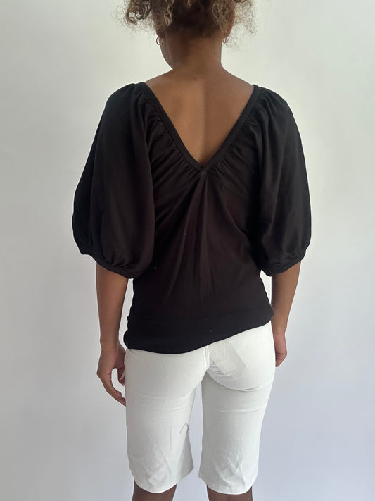 olivia rodrigo drop | small black graphic print balloon sleeve top