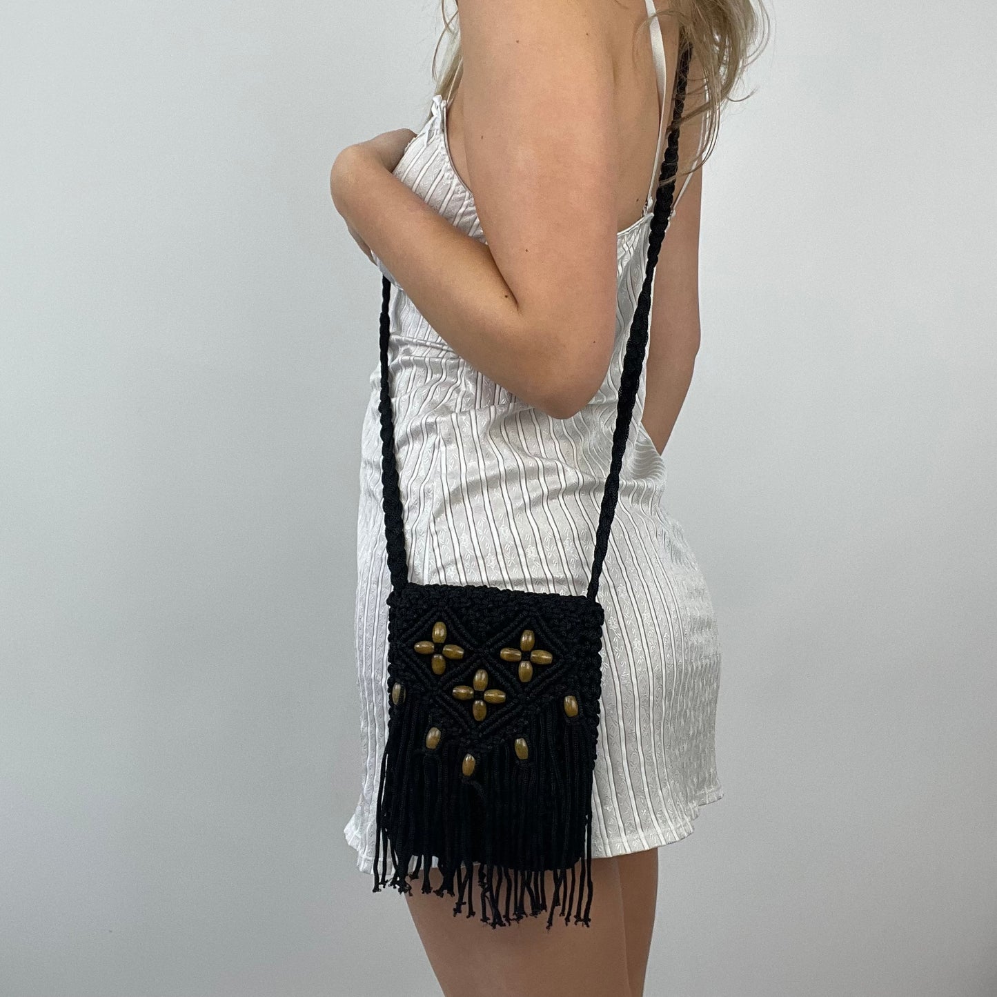 ETHEREAL GIRL DROP | black beaded crossbody bag