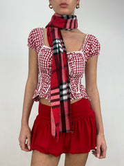 vintage edit ten | red and black checkered scarf
