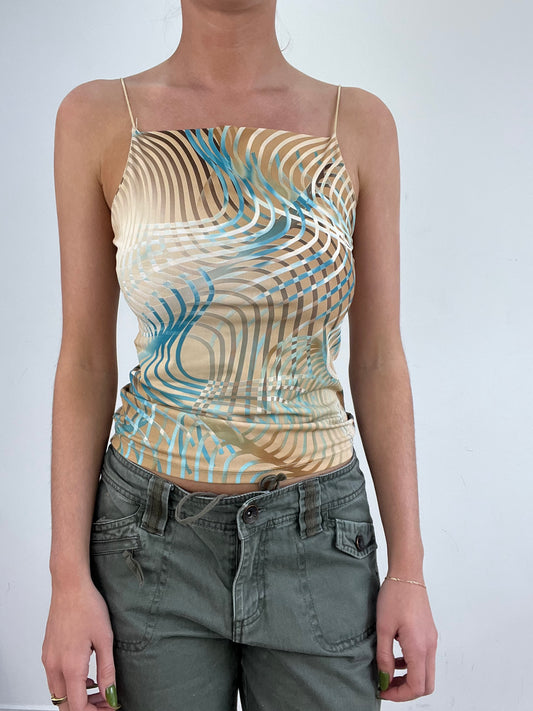💻💚 vintage edit nineteen | small beige and blue swirl print cami