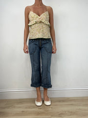 vintage edit twelve | medium green floral miss sixty linen cami