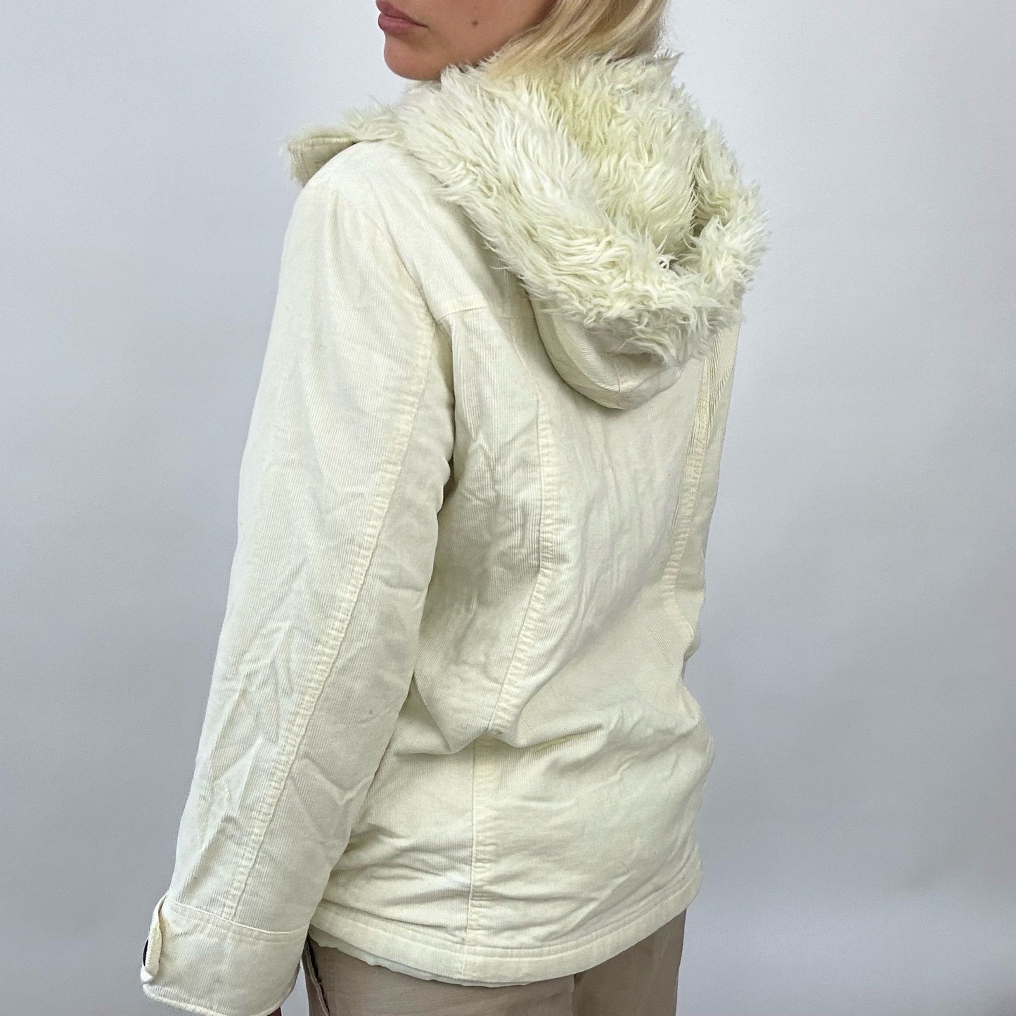 BEST PICKS | medium cream corduroy coat with fur hood
