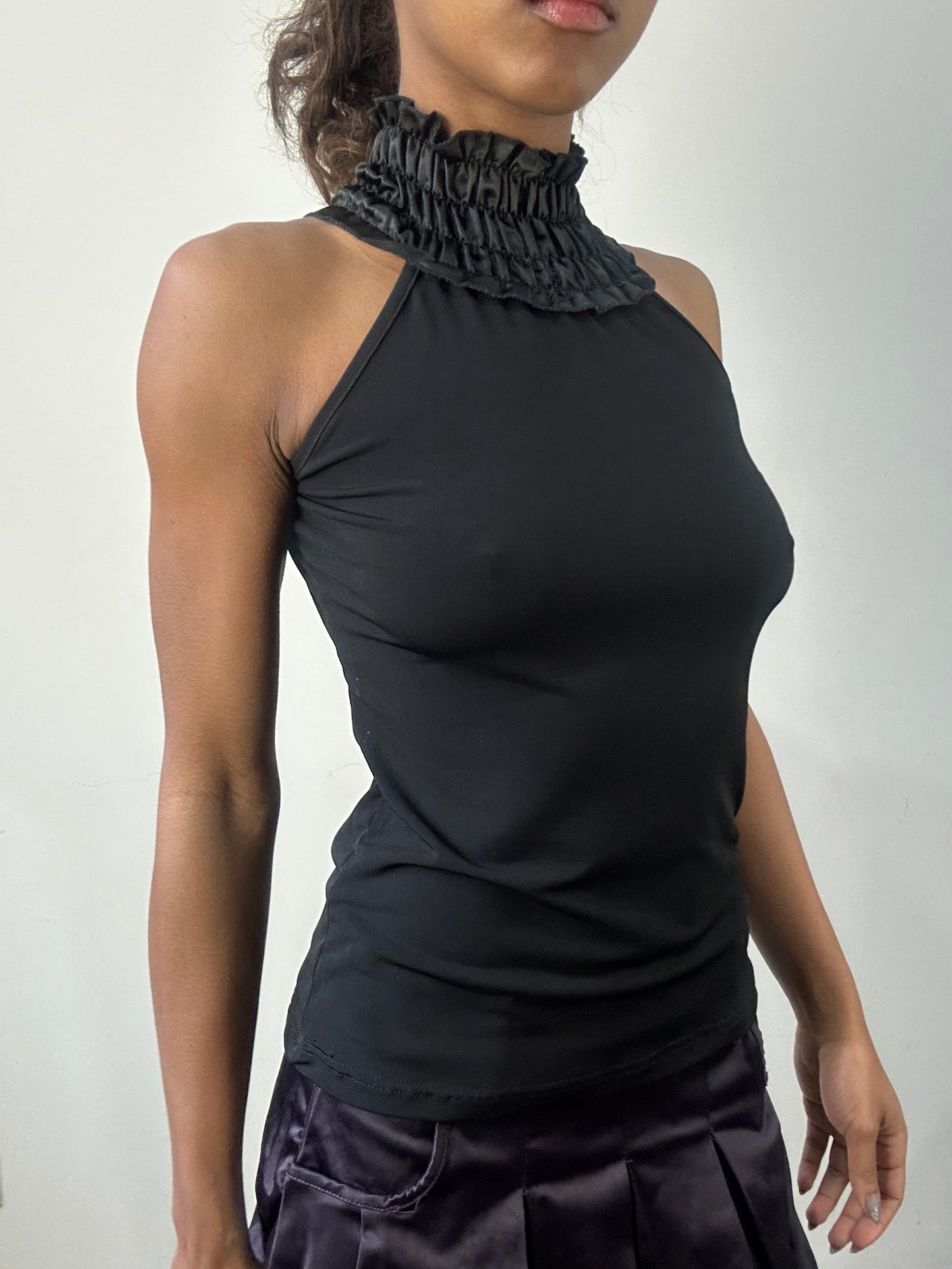 romantic grunge edit | extra small black fitted turtleneck top
