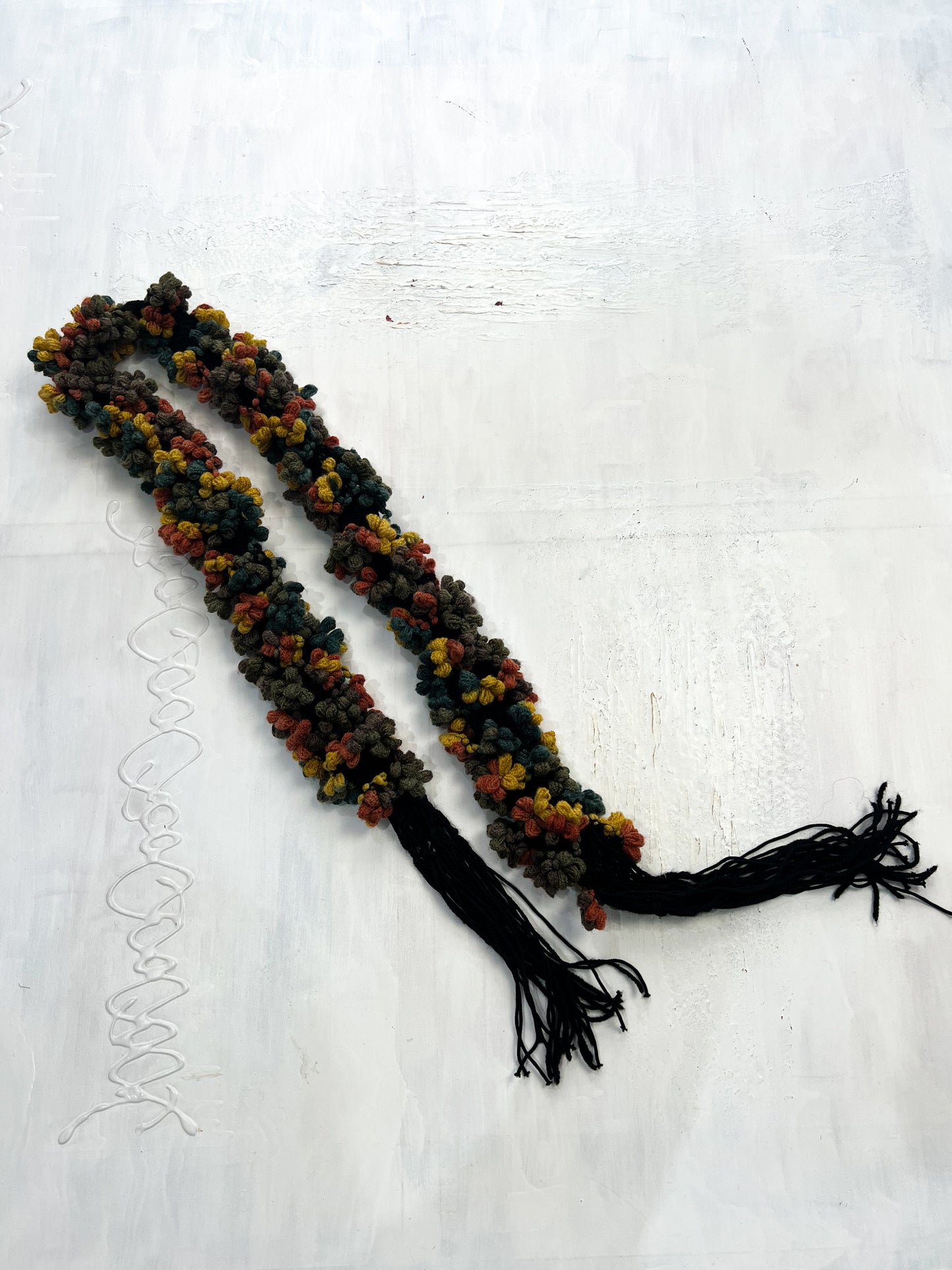 gilmore girls | black and orange pom pom scarf