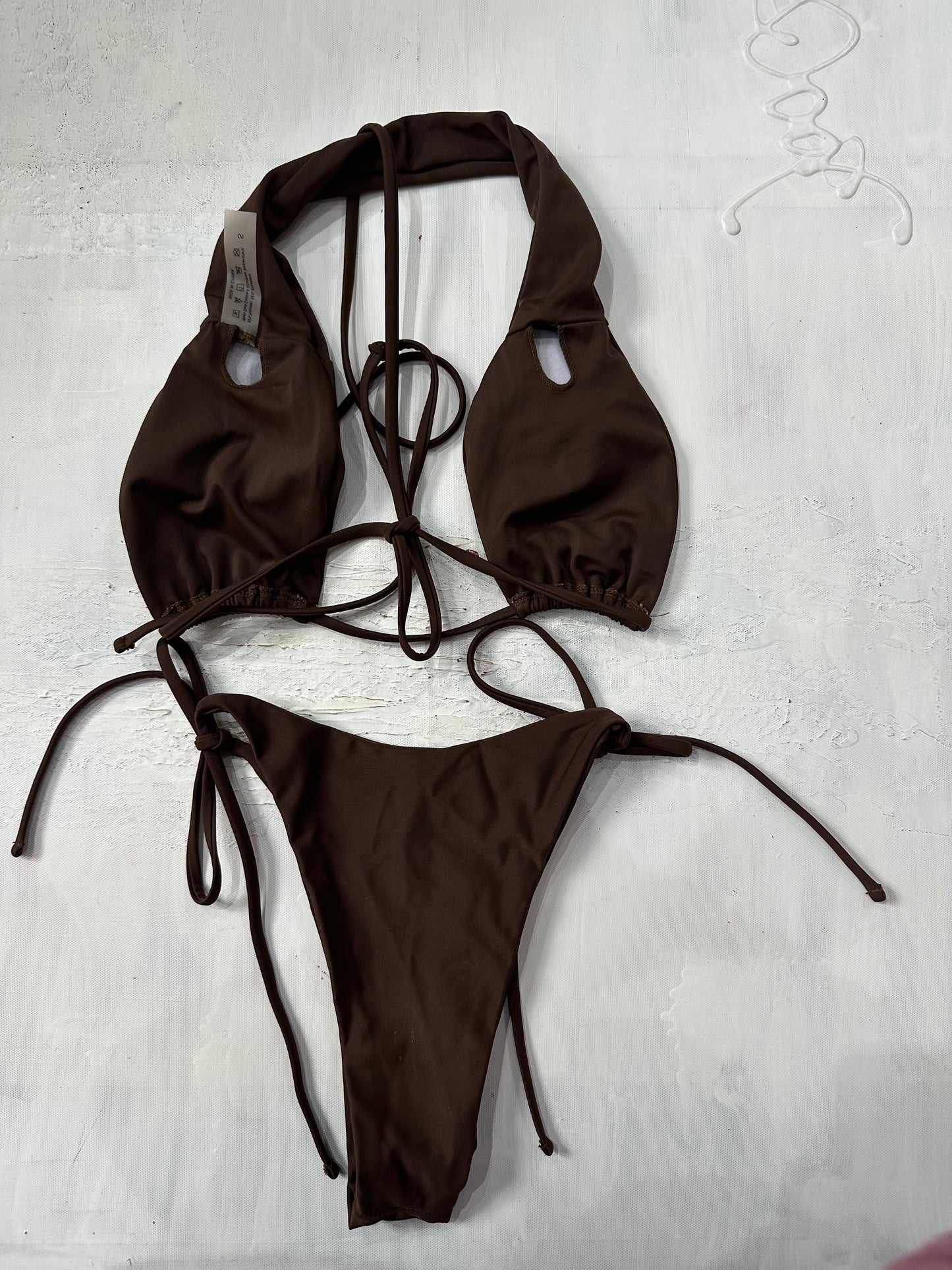 midsummer edit | small brown halterneck bikini set