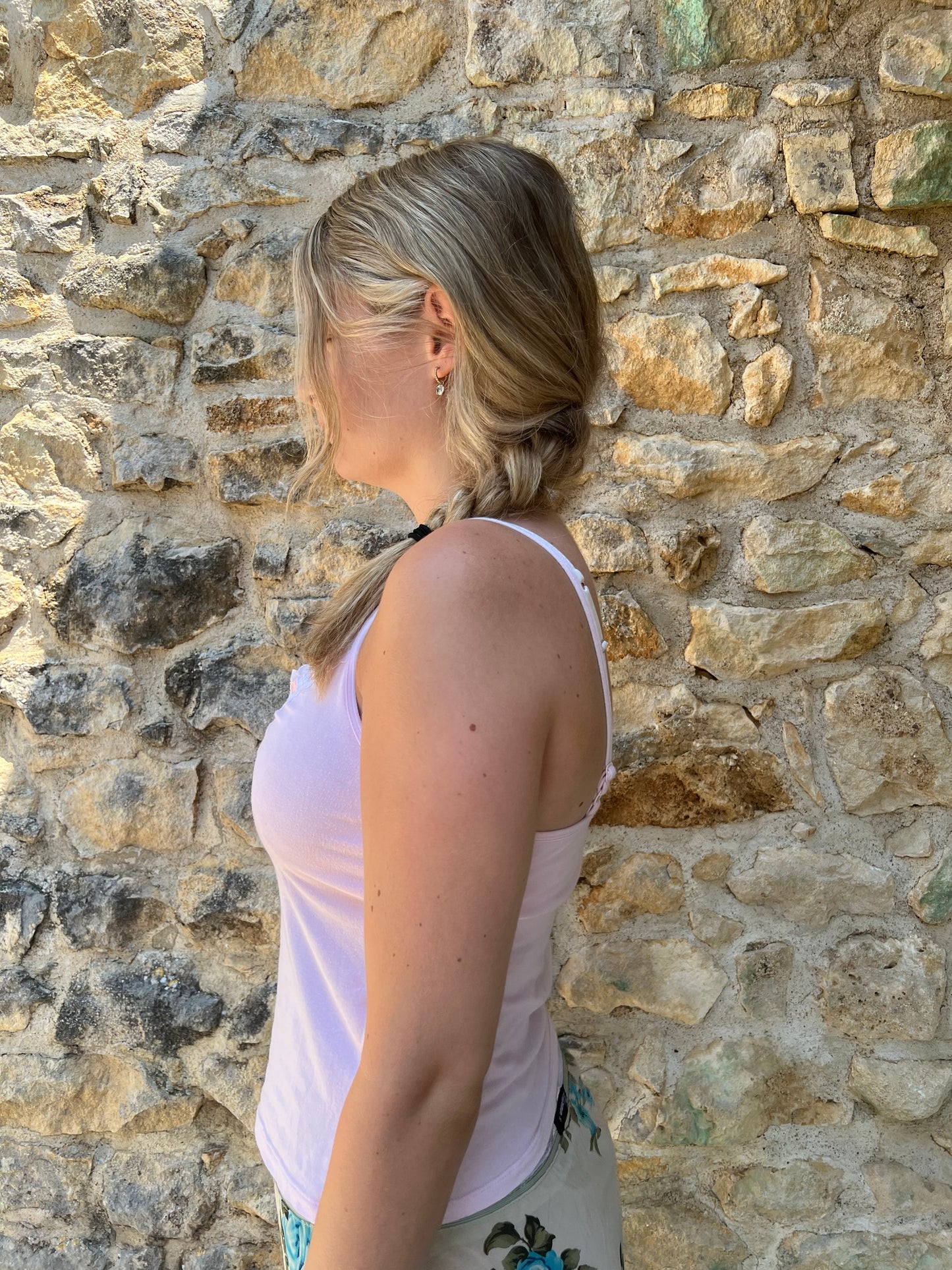 french summer drop | small/medium pink ribbon cami top