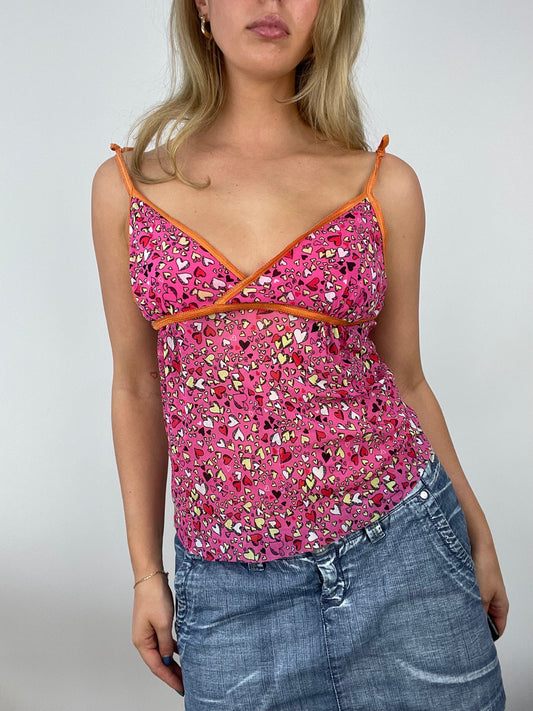 💻 ADDISON RAE DROP | medium pink kookai heart print mesh cami top