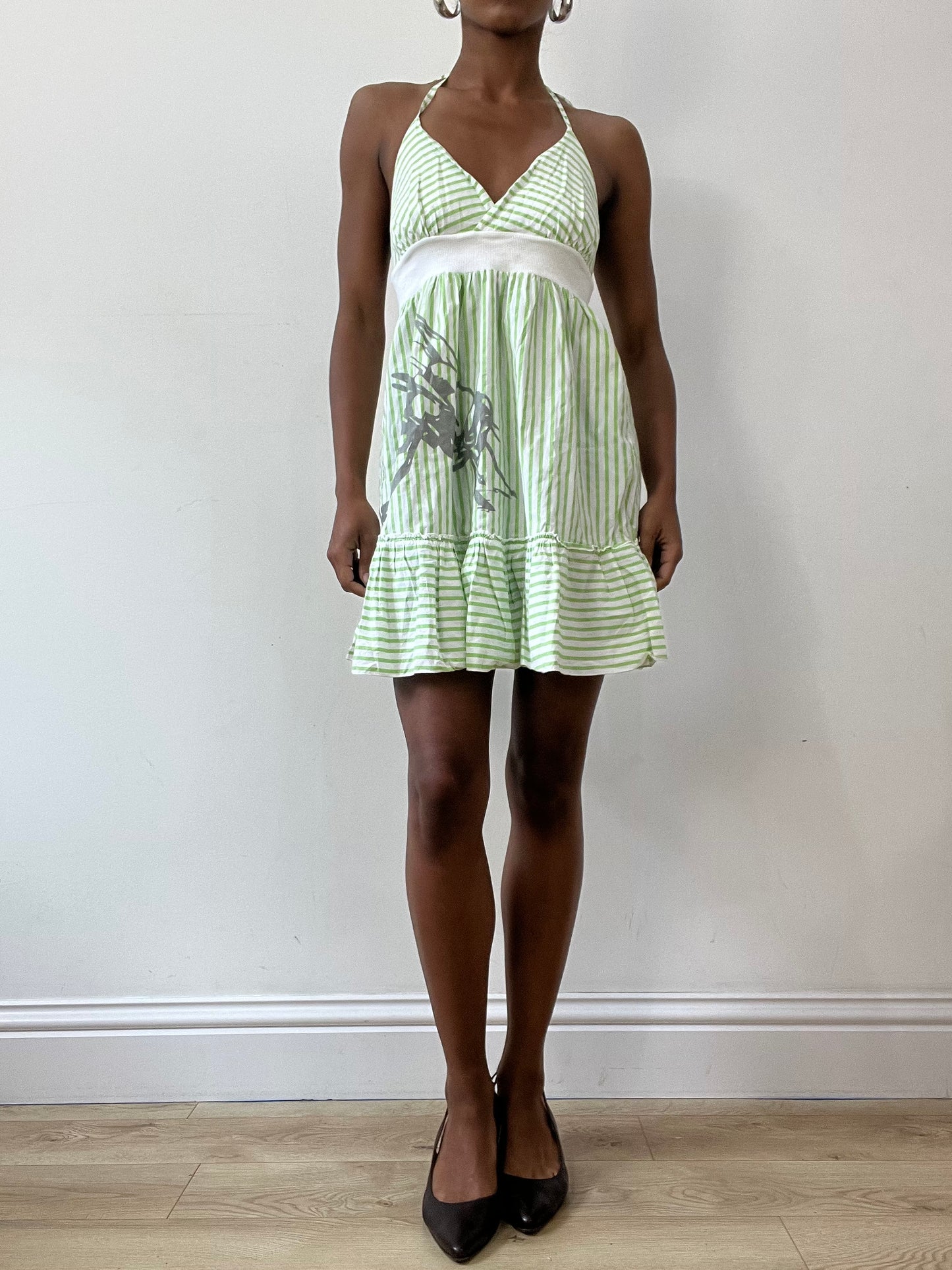 vintage edit thirty-one | small green halterneck striped mini dress