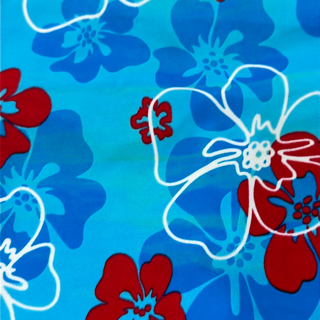 💚 BARBIE DROP - beach barbie | small blue swim top with hibiscus print detail
