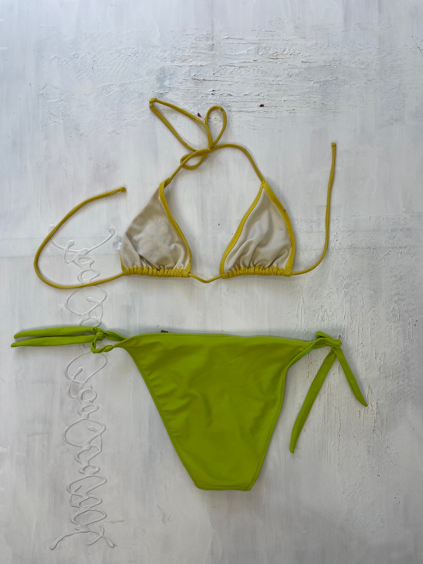 VINTAGE PICKS | small yellow and green bikini set