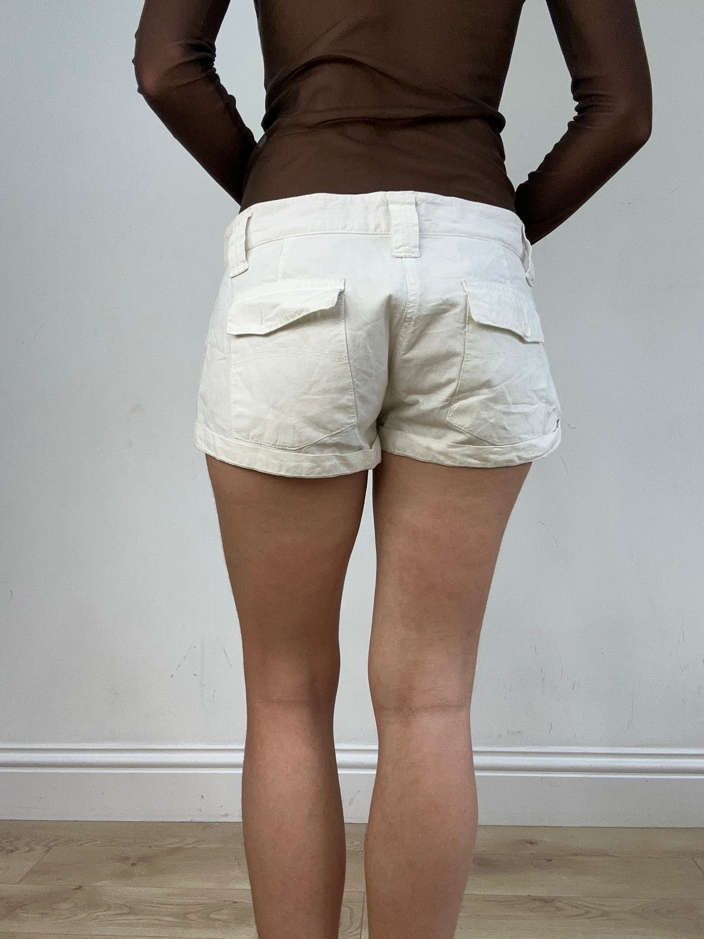 vintage edit seventeen | small white linen mini shorts