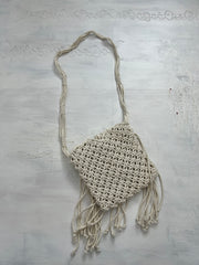 SUMMER SOLSTICE DROP | white crochet crossbody bag with tassels