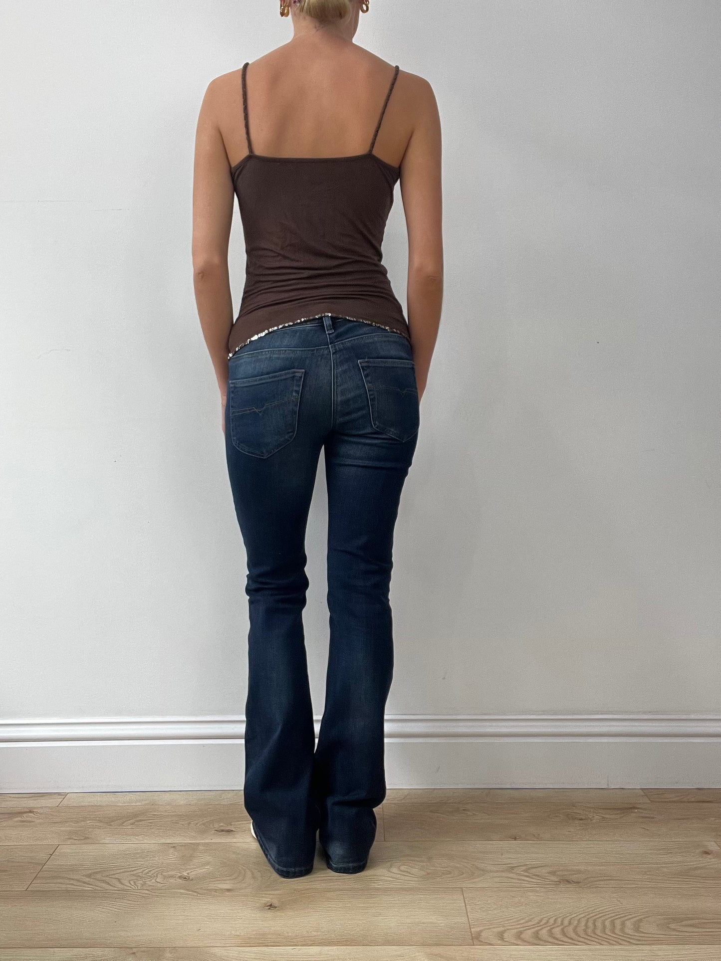 GIRLBAND DROP | small brown cami with sequin trim