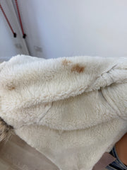 medium beige afghan coat with faux fur