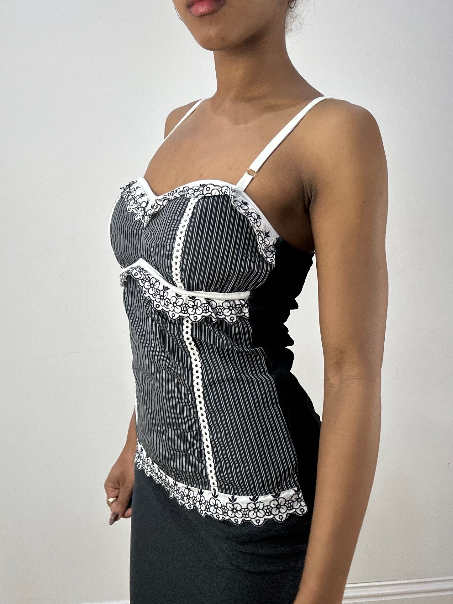 vintage edit thirty-six | medium black and white corset style top