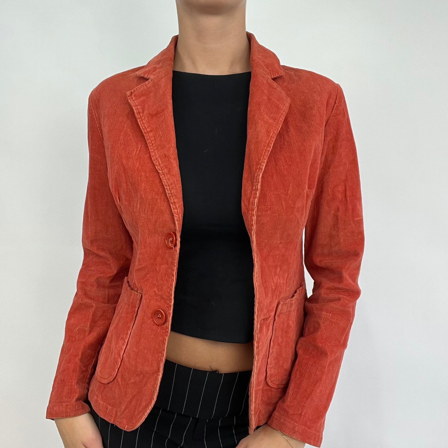 💚 CARRIE BRADSHAW DROP | medium orange button down suit style jacket