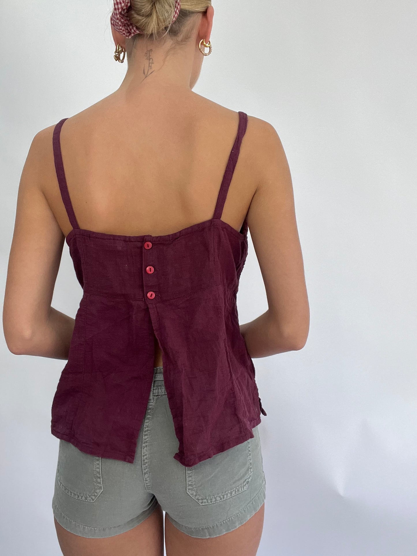 COASTAL COWGIRL DROP | large purple crochet cami with floral embroidery