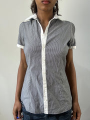 romantic grunge edit | small blue pinstripe collared shirt