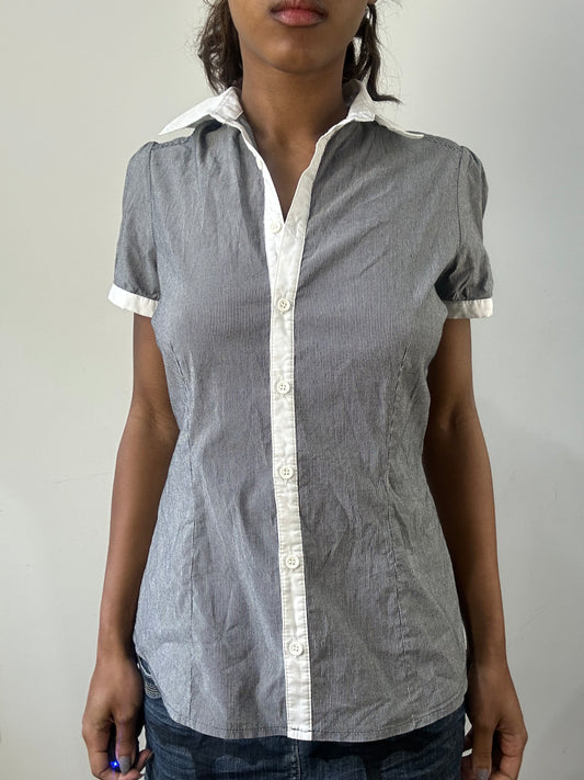 romantic grunge edit | small blue pinstripe collared shirt