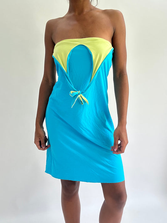 zara larsson drop | small blue halterneck midi dress