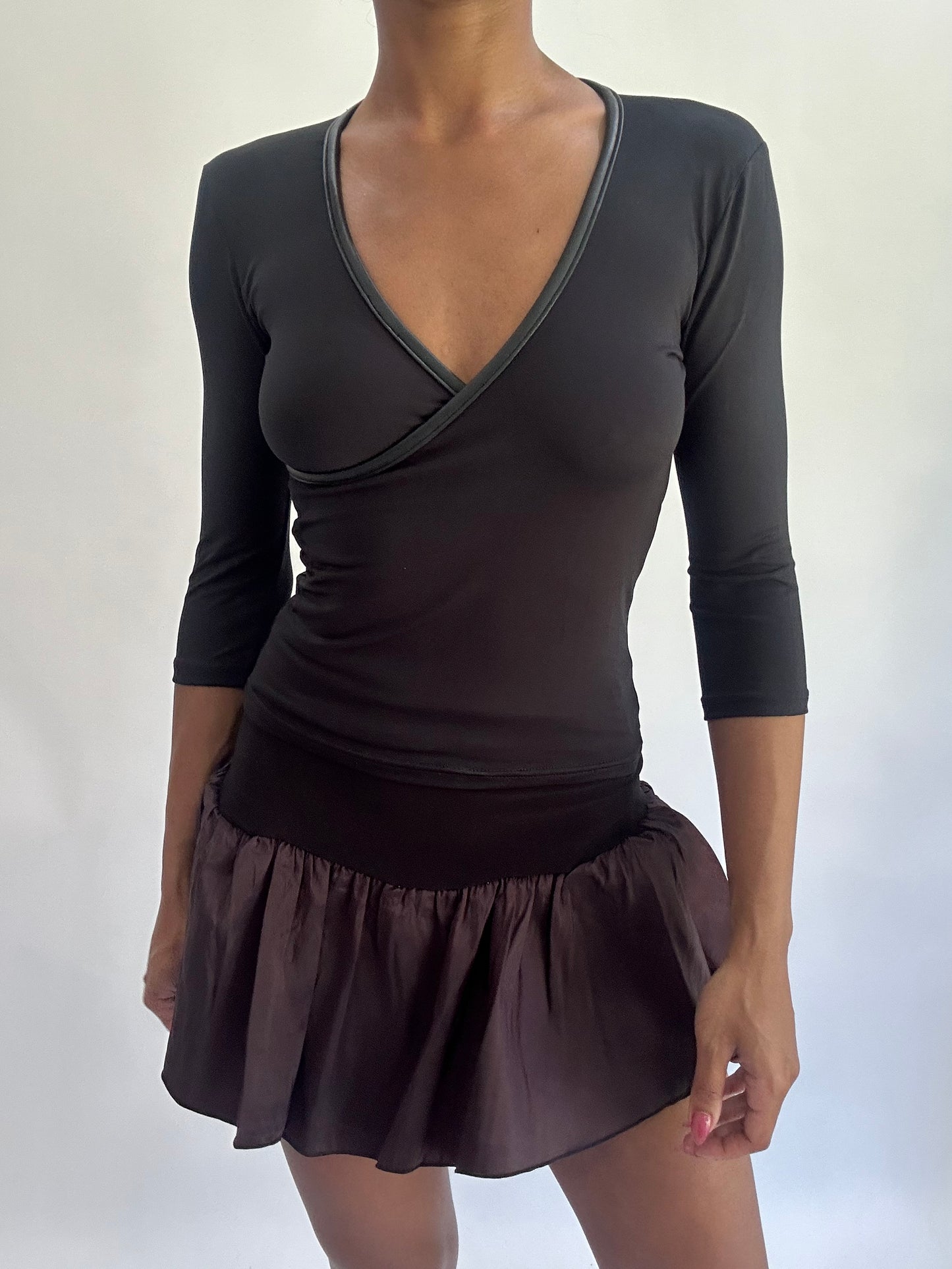 ‼️olivia rodrigo drop | extra small brown drop waist mini skirt