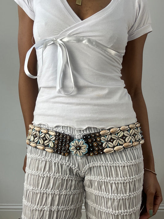 🐚#31 blue and cream shell belt