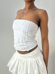 💻‼️ white pinstripe corset style bandeau