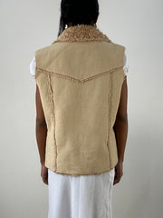 vintage edit: office siren | الوسوم المتوسط Faux Suede Gilet