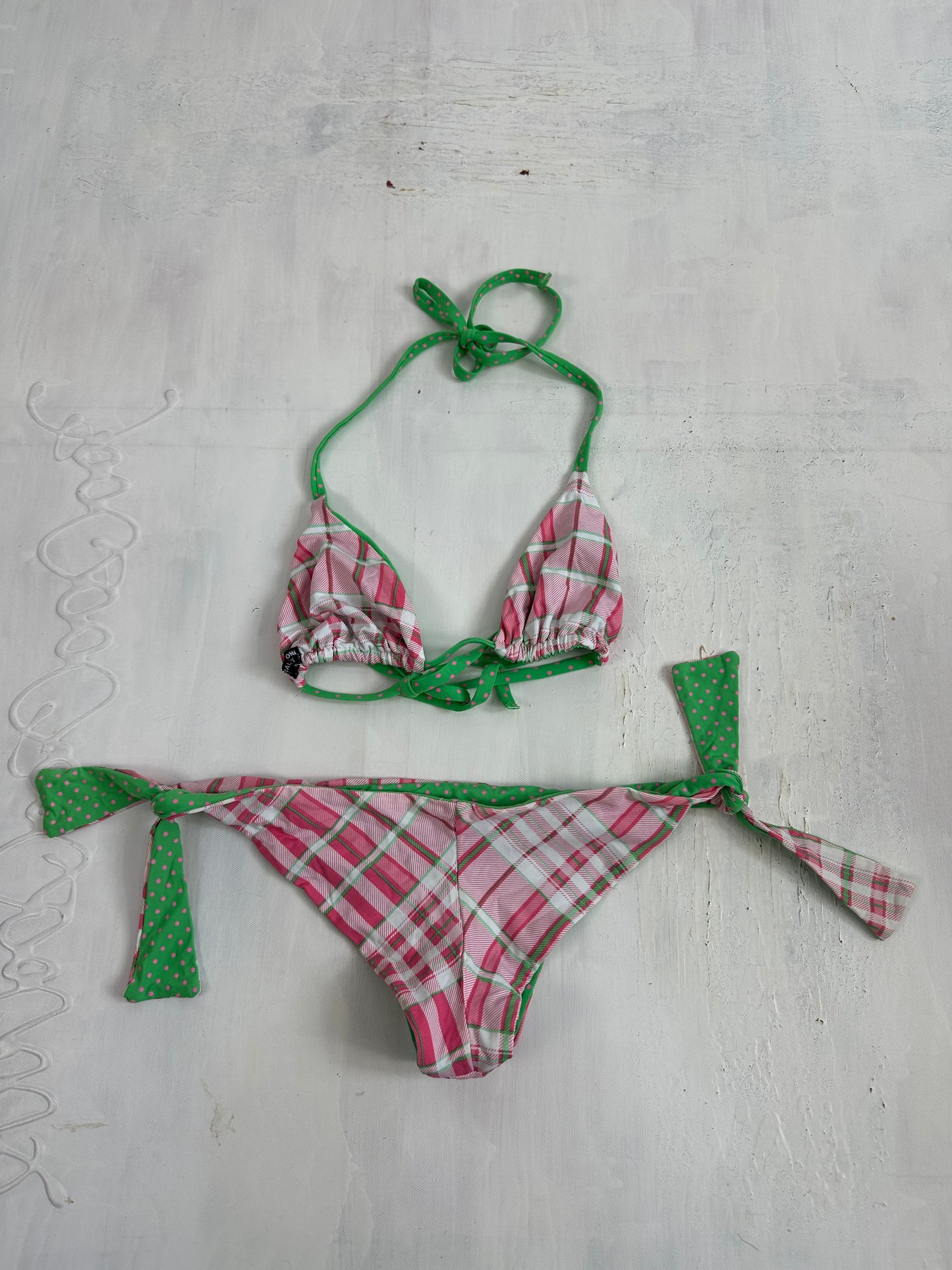 BEST PICKS | extra small pink and green gingham bikini set
