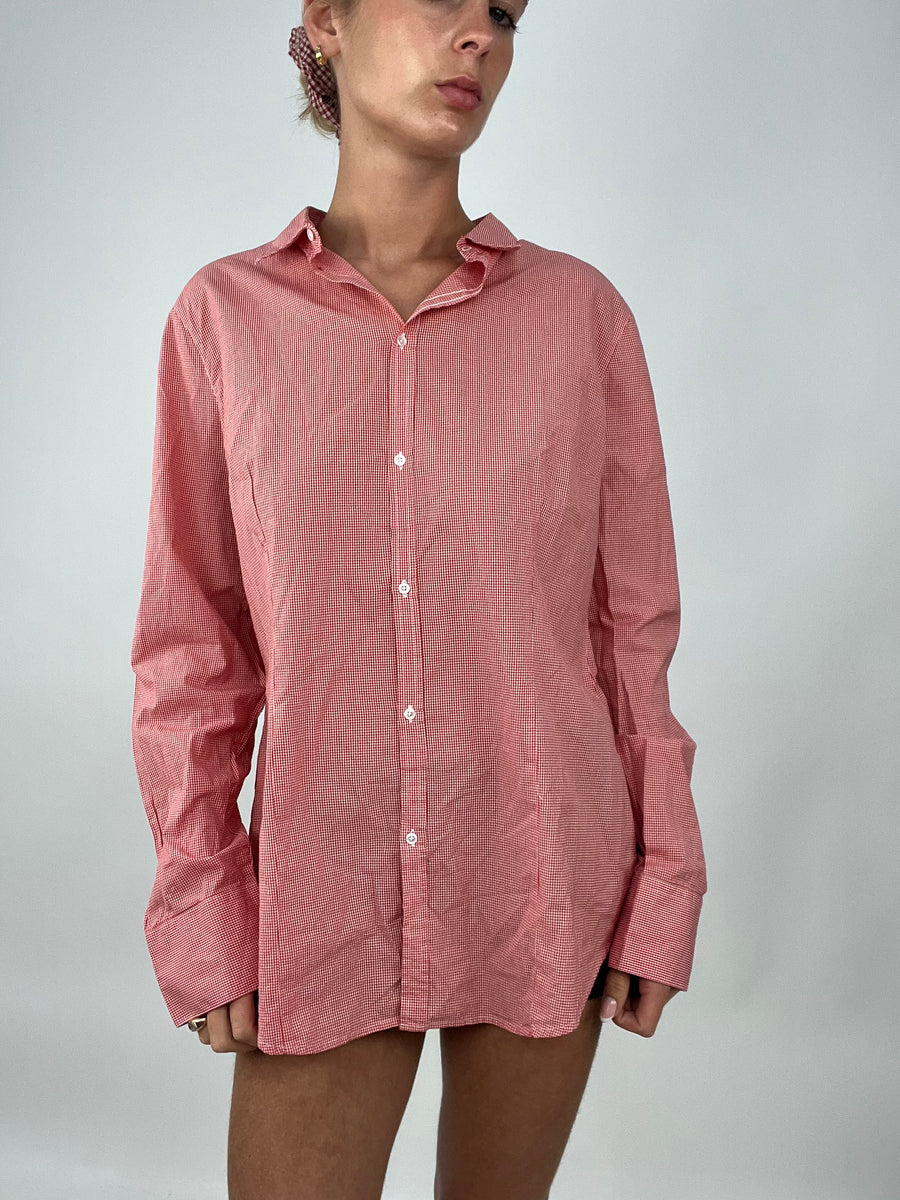 TAYLOR SWIFT DROP | large red benetton gingham button up shirt