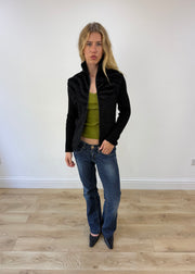 small black zebra print jacket