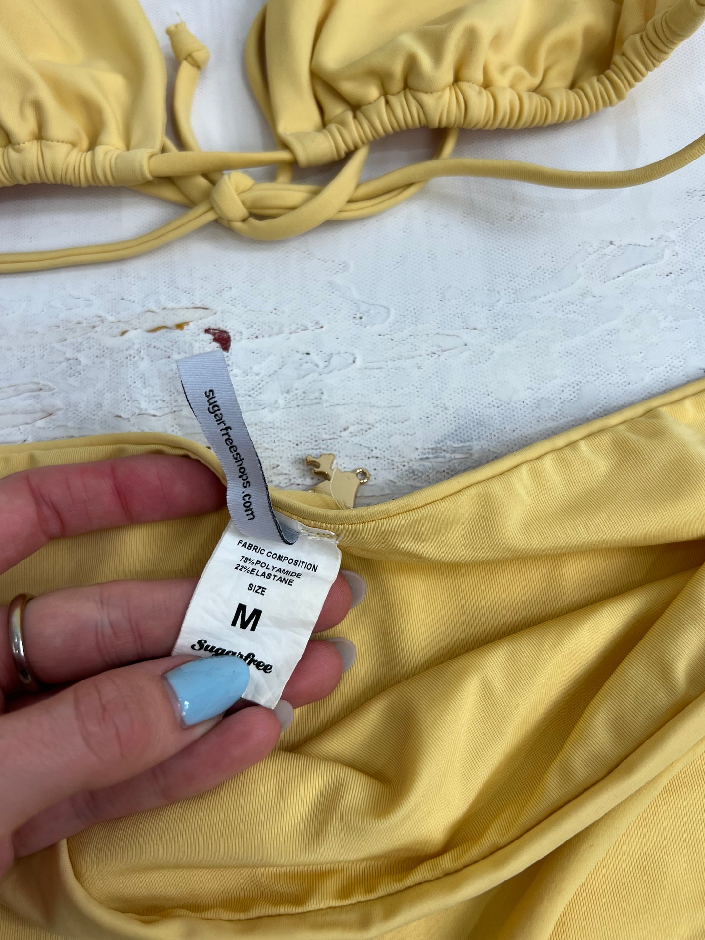 vintage edit thirty | medium yellow bikini set with double strap detail