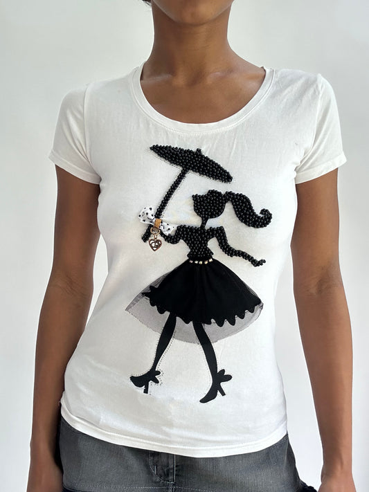 BEST PICKS | small moschino white tshirt with lady design