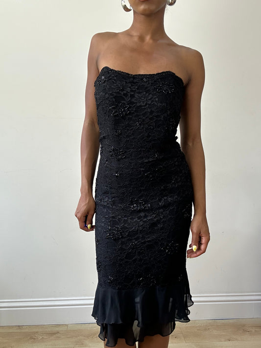 BEST PICKS | small black corset lace midi dress