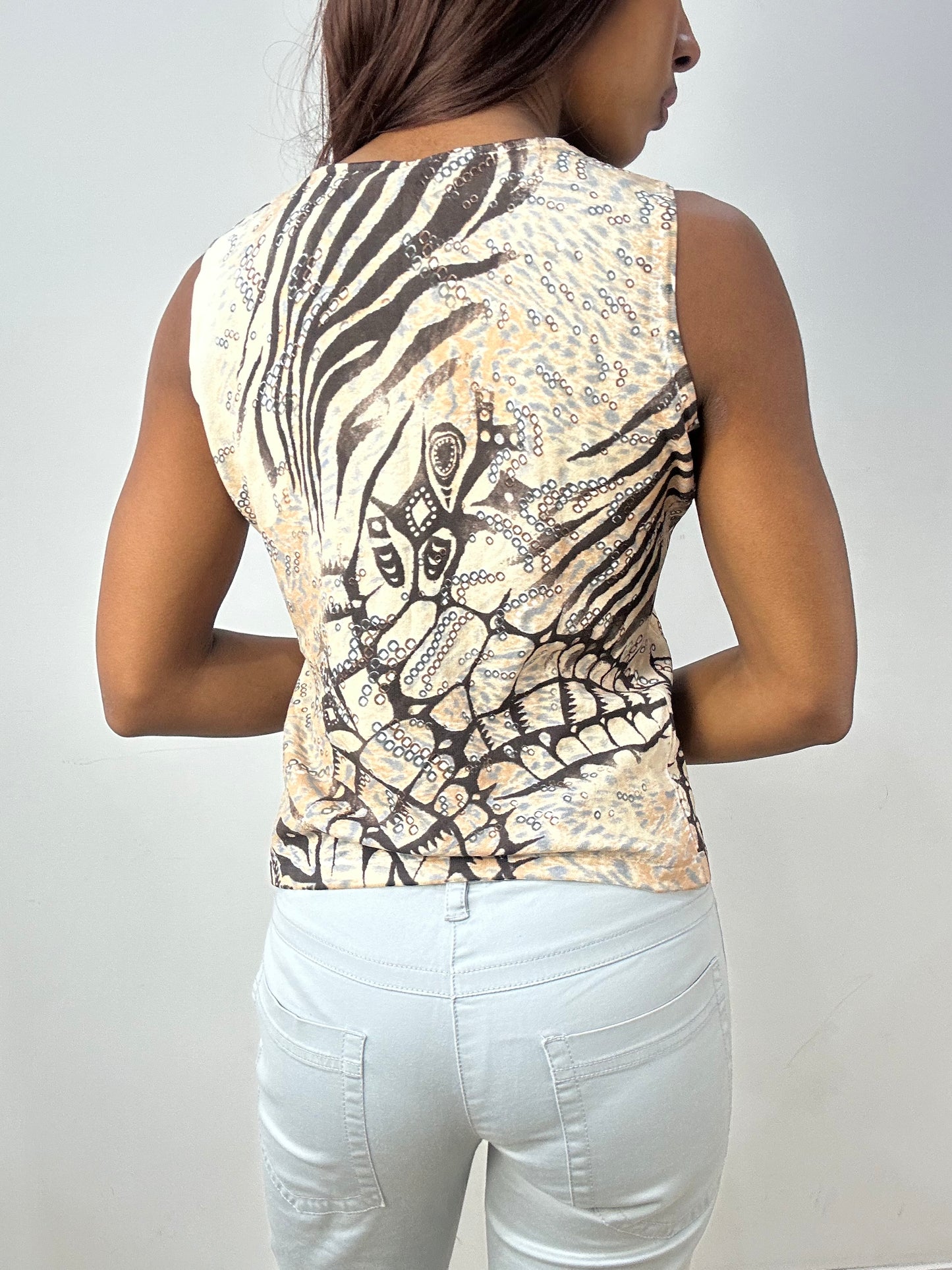 vintage edit thirty-three | small beige and black striped tank top