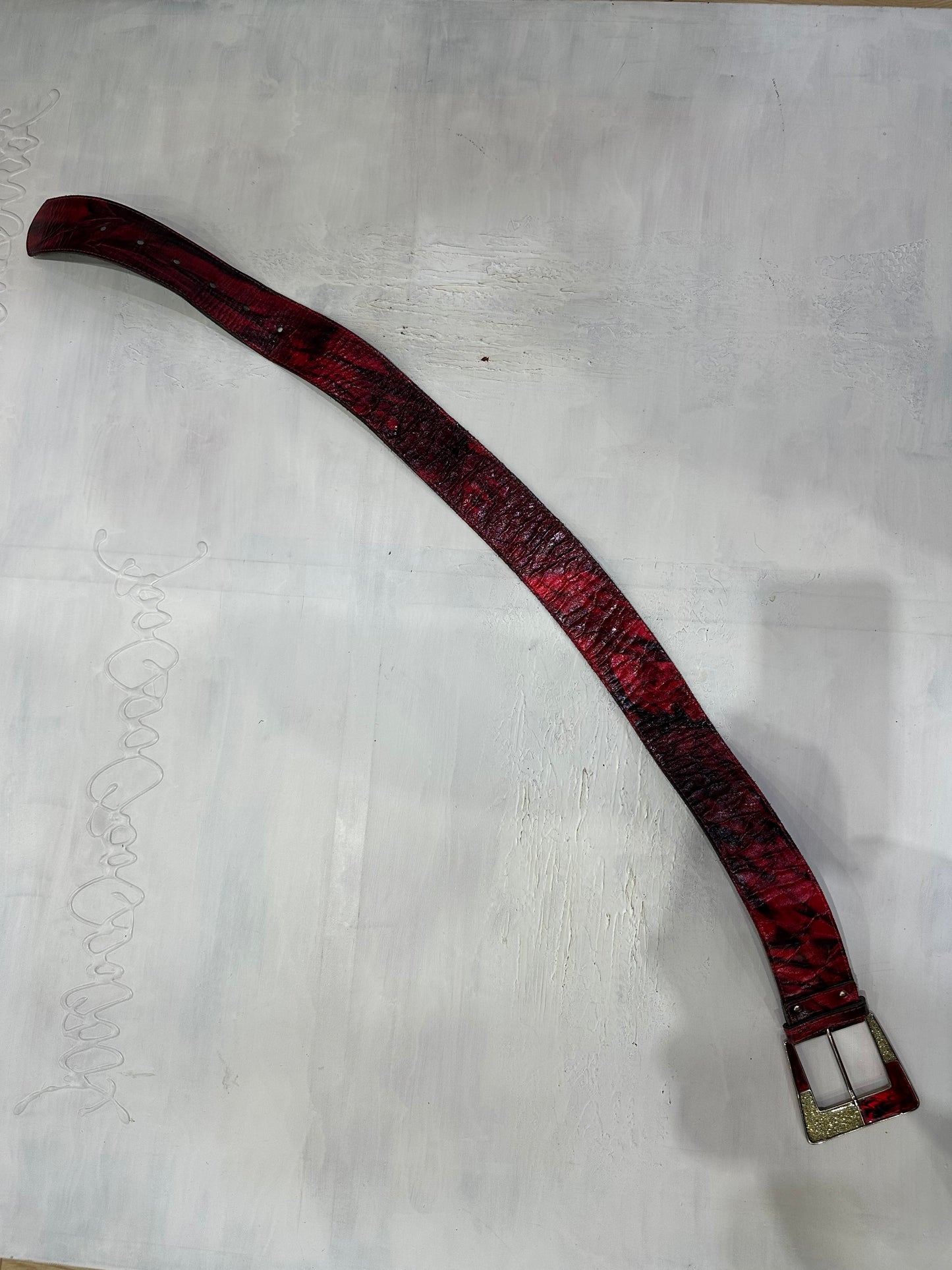 vintage edit thirty-five | red faux leather statement belt