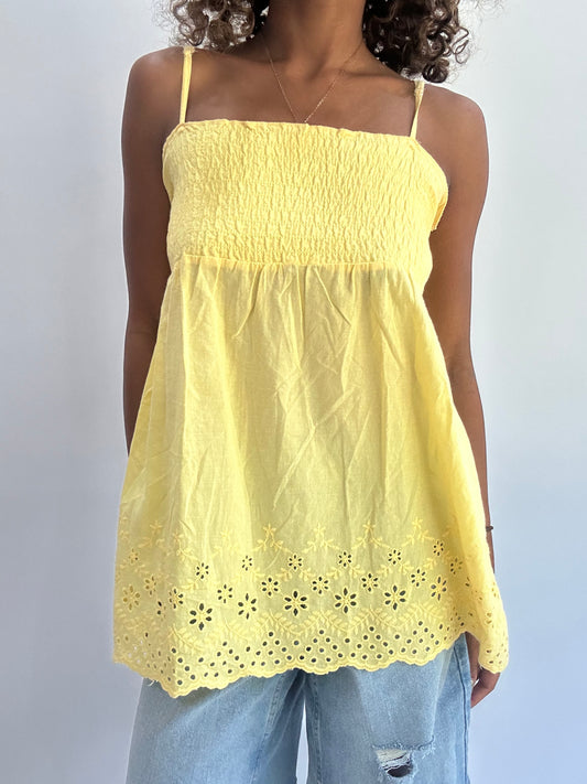 beach drop | medium yellow ruched bandeau style top