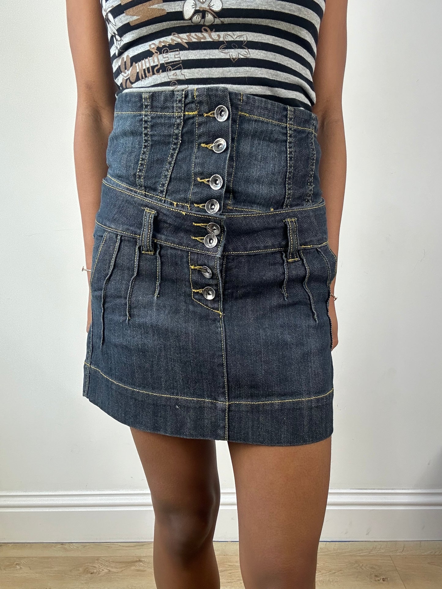 vintage edit eighteen | denim blue bandeau and mini skirt set