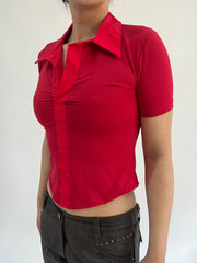 ‼️ | small red collar detail shirt