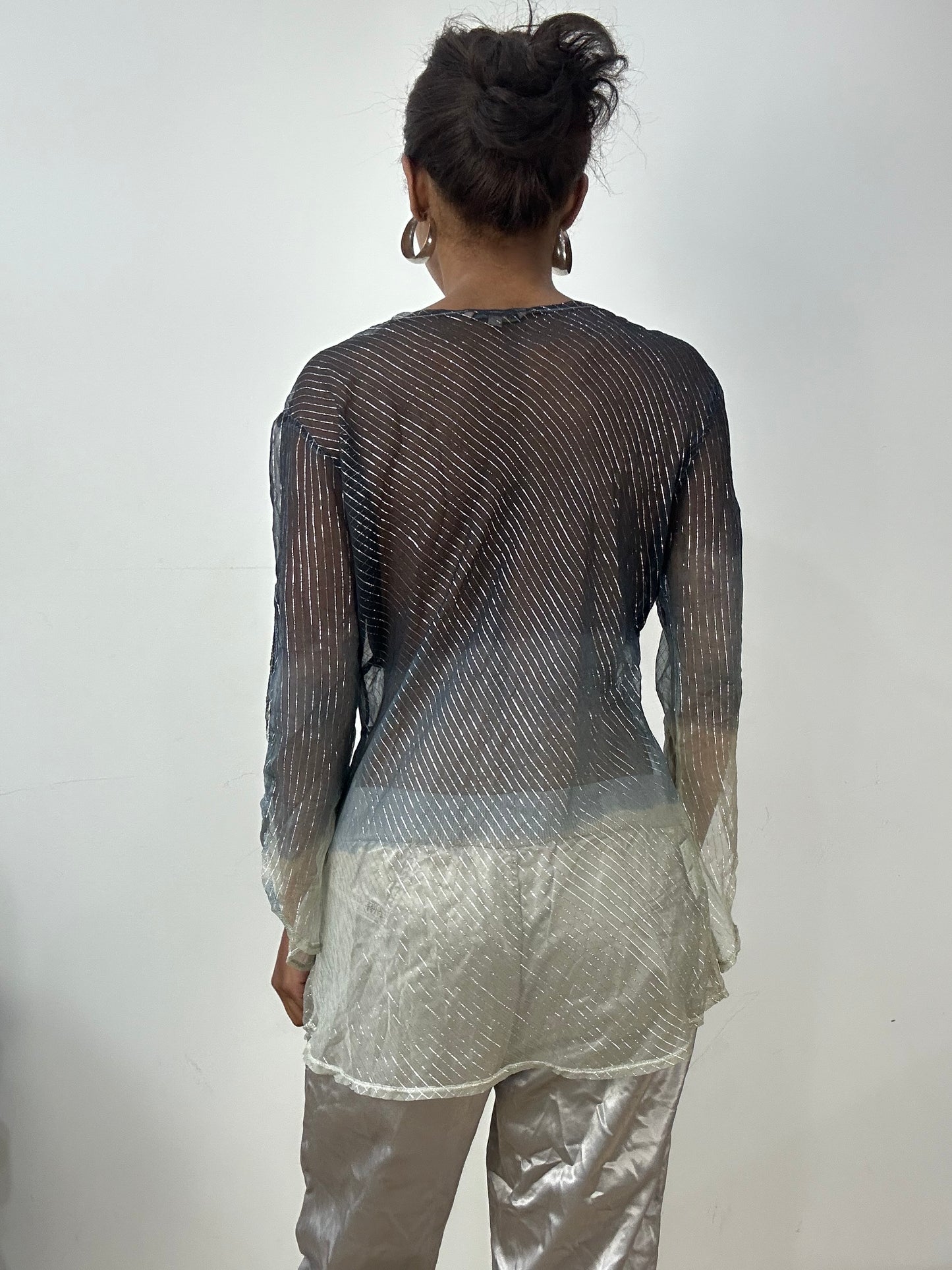 vintage edit: halloween | small navy blue and silver gradient sheer top