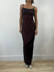 romantic grunge edit | small/medium red mesh overlay maxi dress