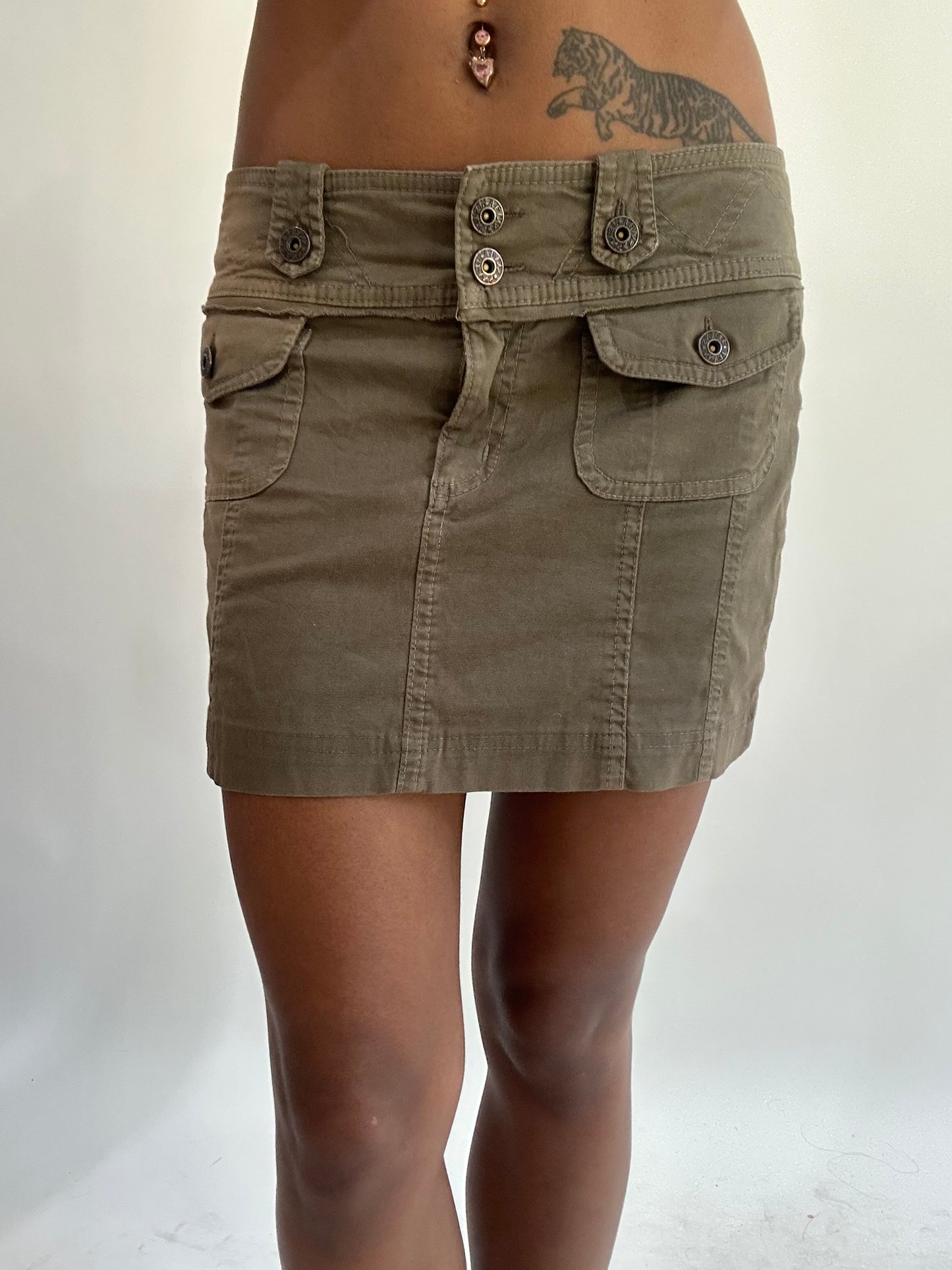 wag drop | small khaki cargo style mini skirt
