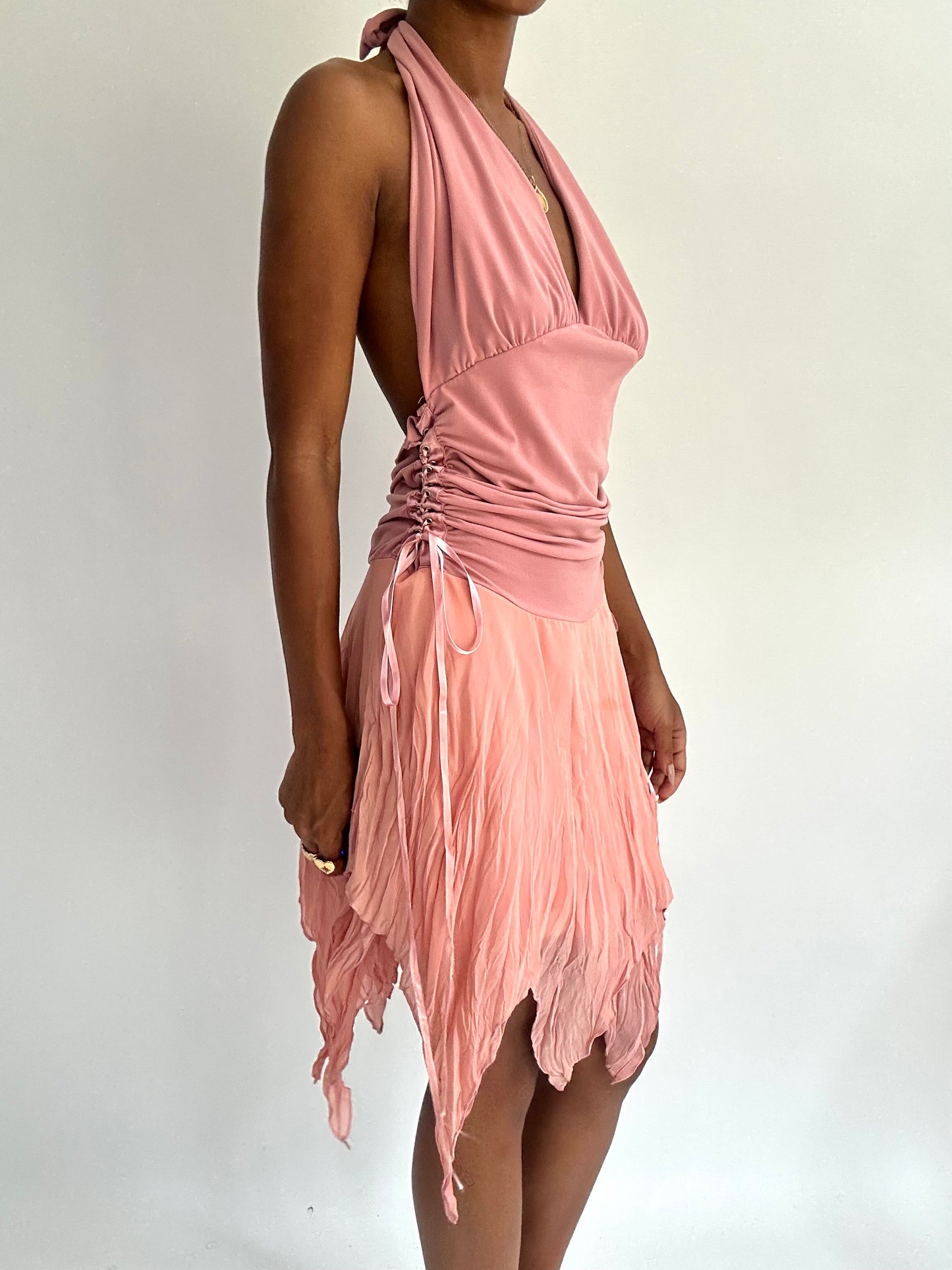 summermaxxing drop | medium pink halterneck mini dress