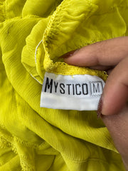 LFW edit | small yellow cami top with lace style trim