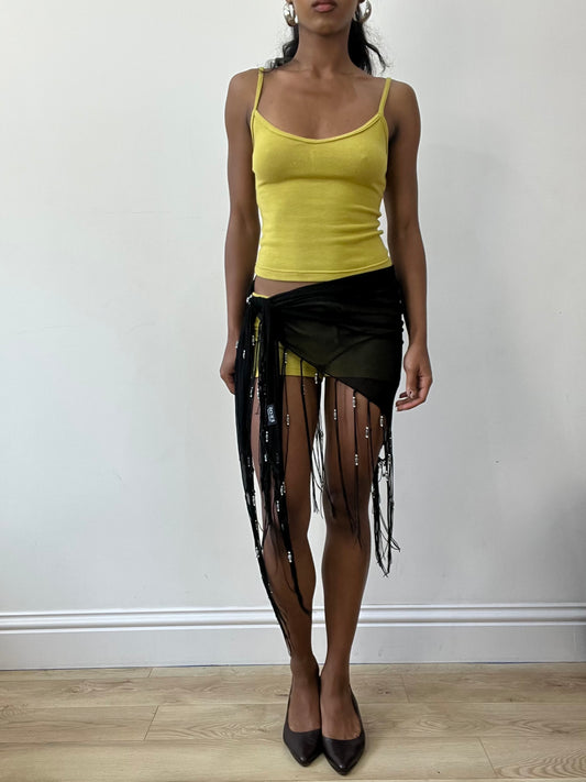 BEST PICKS | one size black beach skirt with fringe and beading details