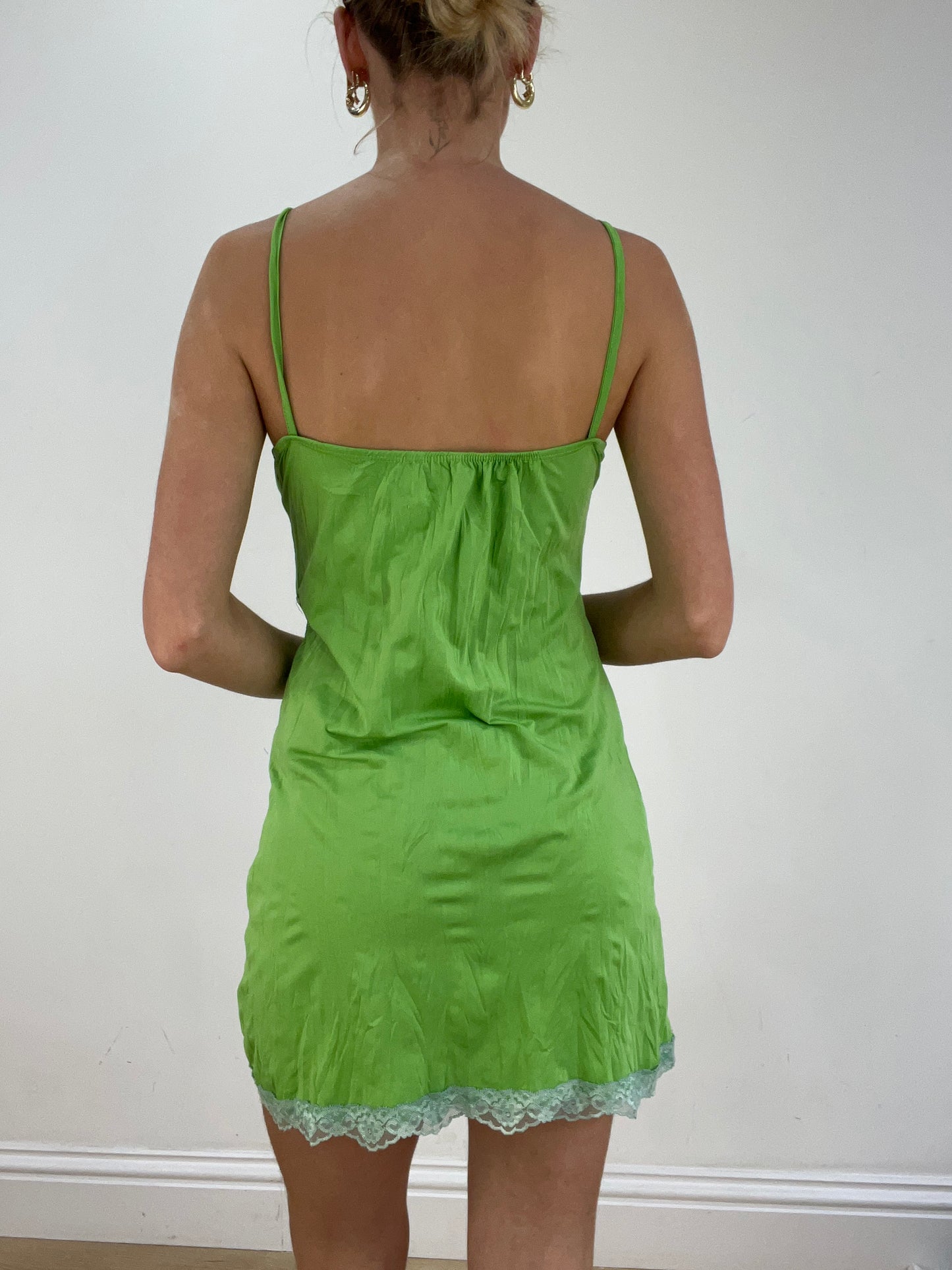 st patrick’s day | medium green lace slip dress